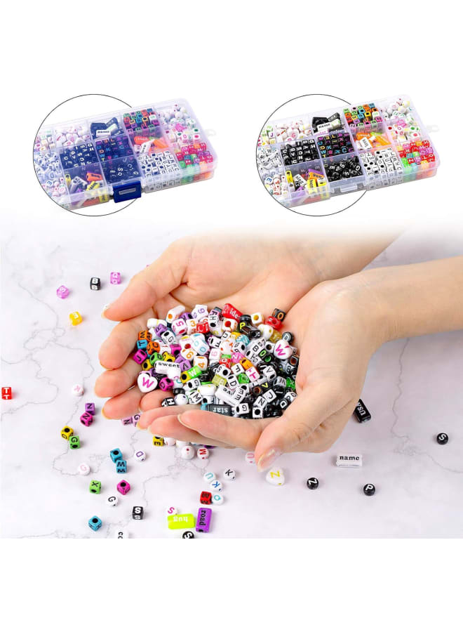 خرز حروف، 750 قطعة 6 مم خرز حروف أبجدية أكريليك خرز مكعب خرز كريستالي دائري لصنع المجوهرات والأساور والقلائد وسلاسل المفاتيح ومجوهرات الأطفال - Image 4