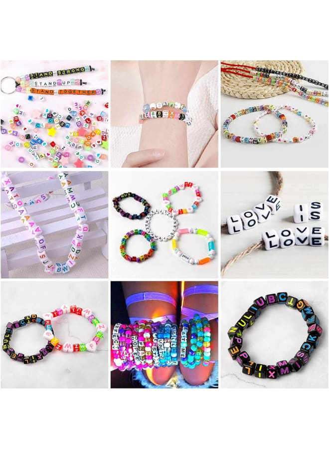 خرز حروف، 750 قطعة 6 مم خرز حروف أبجدية أكريليك خرز مكعب خرز كريستالي دائري لصنع المجوهرات والأساور والقلائد وسلاسل المفاتيح ومجوهرات الأطفال - Image 2