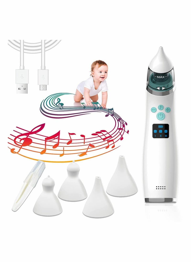 Baby Nasal Aspirator Electric Nose Suction With 4 Silicone Nose Tips For Infants 3 Levels Of Music Soothing Function Rechargeable Portable For Newborns Toddlers Clear Nasal Congestion - Image 1