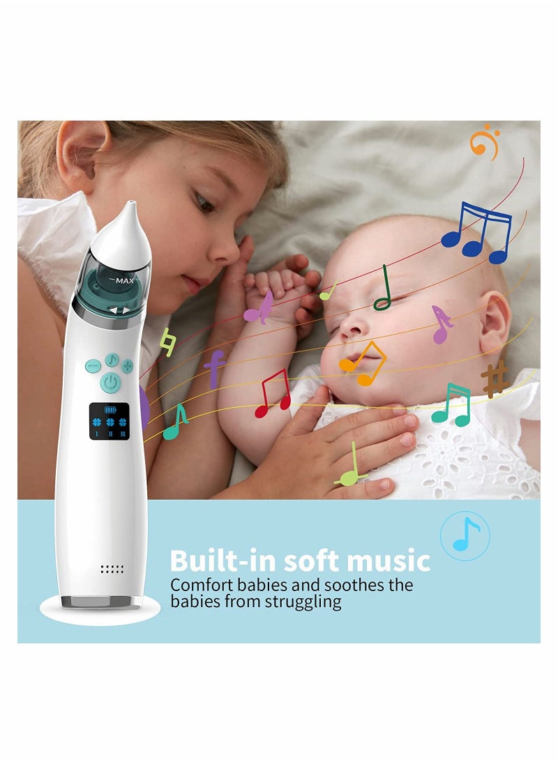 Baby Nasal Aspirator Electric Nose Suction With 4 Silicone Nose Tips For Infants 3 Levels Of Music Soothing Function Rechargeable Portable For Newborns Toddlers Clear Nasal Congestion - Image 3