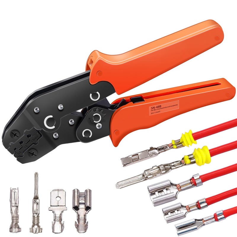 Twidec/Wire Crimping Pliers 2.8/4.8/6.3 mm Spade 26-16AMG Crimping Tools Manual Crimp Fold Tool for Open Barrel Terminals SN-48B - Image 1