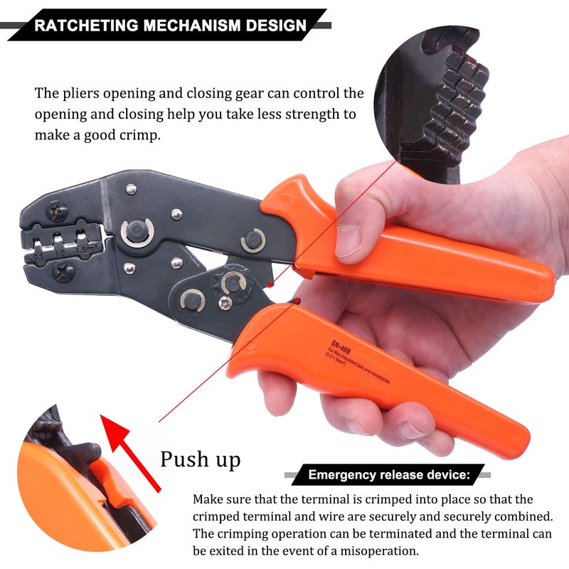 Twidec/Wire Crimping Pliers 2.8/4.8/6.3 mm Spade 26-16AMG Crimping Tools Manual Crimp Fold Tool for Open Barrel Terminals SN-48B - Image 4