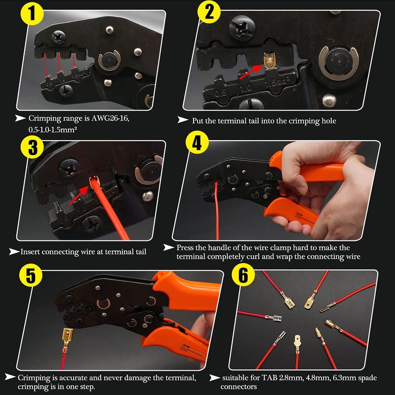 Twidec/Wire Crimping Pliers 2.8/4.8/6.3 mm Spade 26-16AMG Crimping Tools Manual Crimp Fold Tool for Open Barrel Terminals SN-48B - Image 2