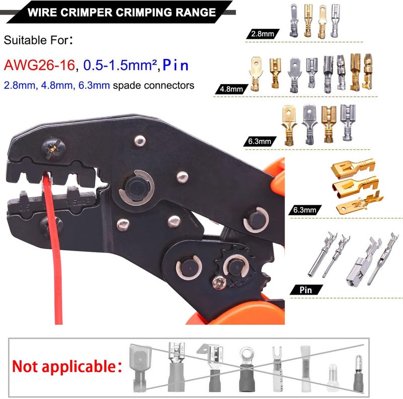 Twidec/Wire Crimping Pliers 2.8/4.8/6.3 mm Spade 26-16AMG Crimping Tools Manual Crimp Fold Tool for Open Barrel Terminals SN-48B - Image 3