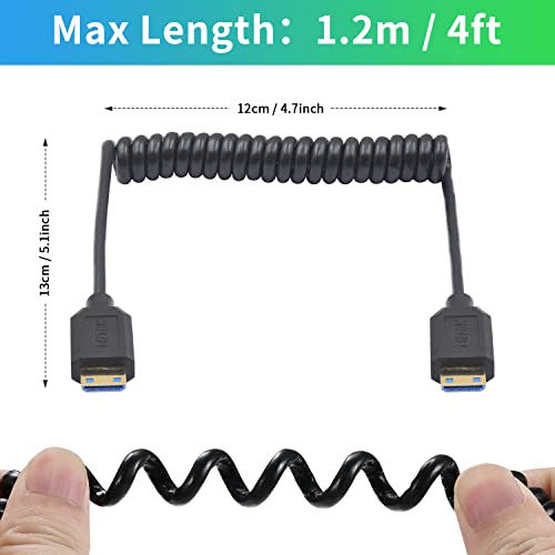 Duttek 48Gbps 8K Coiled Mini HDMI Cable 1FT-3FT, High Speed Mini HDMI Male to Male Coiled Cable Connector Digital Video with Audio for Camera, Tablet - Image 5