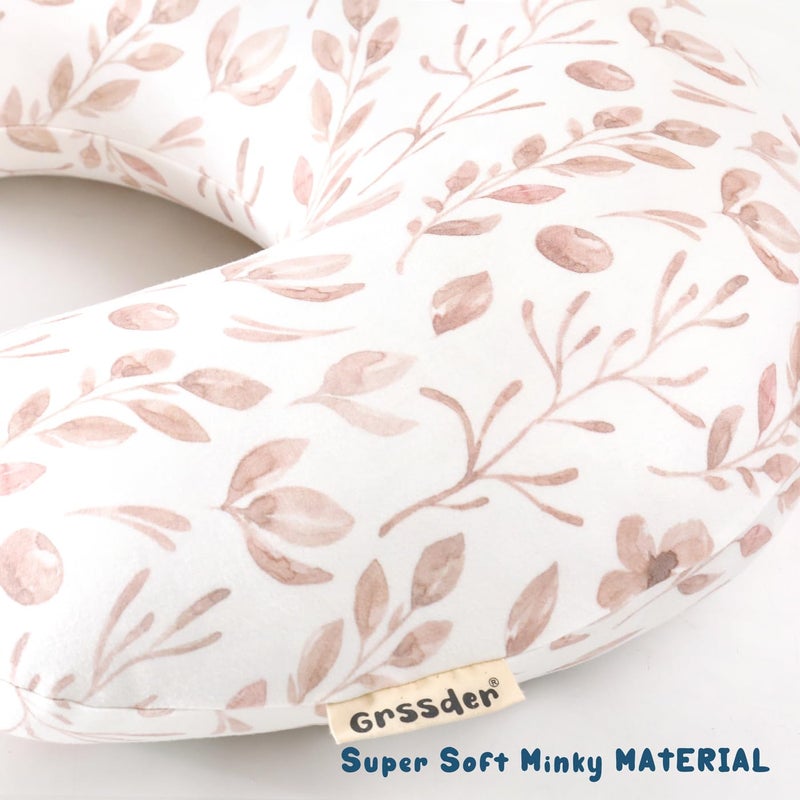 GRSSDER Nursing Pillow Cover, Stretchy Soft Minky Breastfeeding Pillow Slipcover, Fit Most Nursing Support Pillows for Breastfeeding, Comfortable Safe Pillow Cover, Watercolor Pink Flora - Image 5