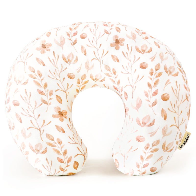 GRSSDER Nursing Pillow Cover, Stretchy Soft Minky Breastfeeding Pillow Slipcover, Fit Most Nursing Support Pillows for Breastfeeding, Comfortable Safe Pillow Cover, Watercolor Pink Flora - Image 1