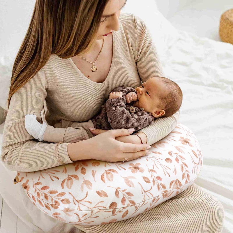 GRSSDER Nursing Pillow Cover, Stretchy Soft Minky Breastfeeding Pillow Slipcover, Fit Most Nursing Support Pillows for Breastfeeding, Comfortable Safe Pillow Cover, Watercolor Pink Flora - Image 4