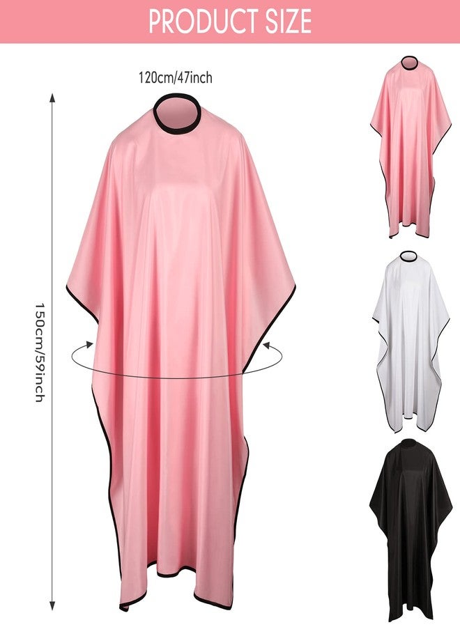 JenPen 6 Pcs Waterproof Hair Styling Cape Salon Barber Cape for Stylist Hairdresser Haircuting Adjustable, 47" x 59"(Black, White, Pink) - Image 3