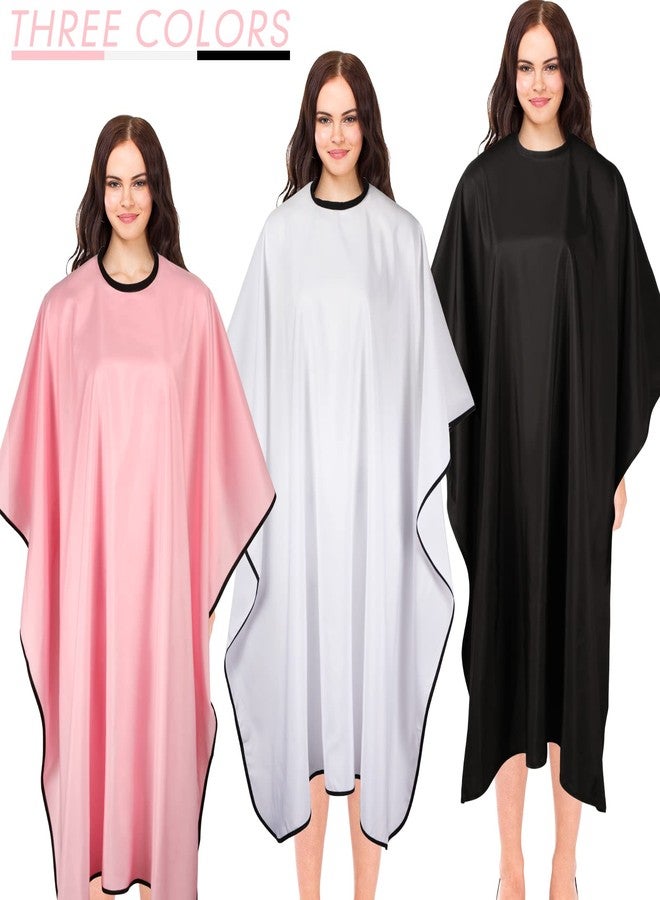 JenPen 6 Pcs Waterproof Hair Styling Cape Salon Barber Cape for Stylist Hairdresser Haircuting Adjustable, 47" x 59"(Black, White, Pink) - Image 2