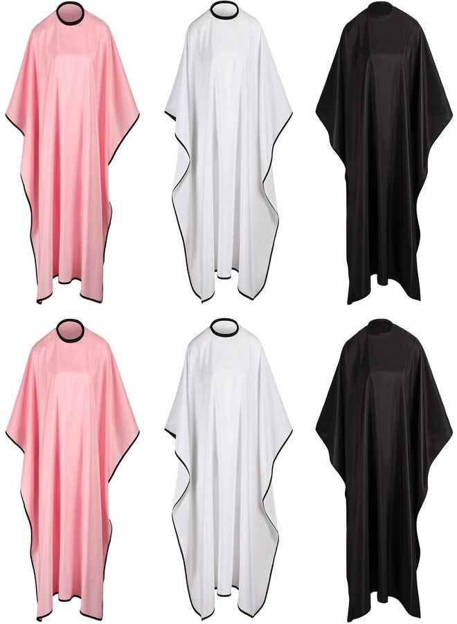 JenPen 6 Pcs Waterproof Hair Styling Cape Salon Barber Cape for Stylist Hairdresser Haircuting Adjustable, 47" x 59"(Black, White, Pink) - Image 1