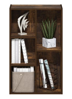 Gogoya 5 Cube Storage Shelf Organizer Bookshelf with Back Panel,Modern Wood Cube Storage Organizer for Living Room, Bedroom, Kids Room, Rustic Brown,Easy Assembly  - Image 1