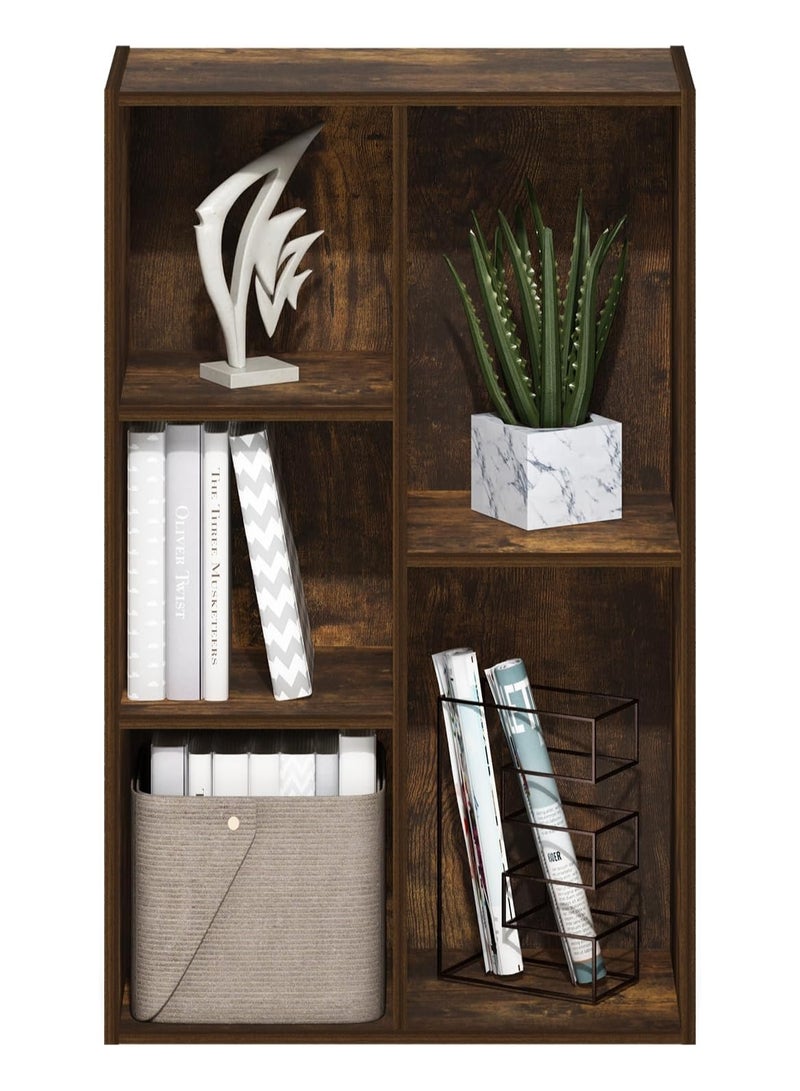 غوغويا رف كتب منظم أرفف تخزين بـ 5 مكعبات مع لوحة خلفية، منظم تخزين مكعبات خشبية حديثة لغرفة المعيشة، غرفة النوم، غرفة الأطفال، بني ريفي، سهل التركيب - Image 1