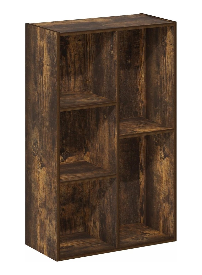 غوغويا رف كتب منظم أرفف تخزين بـ 5 مكعبات مع لوحة خلفية، منظم تخزين مكعبات خشبية حديثة لغرفة المعيشة، غرفة النوم، غرفة الأطفال، بني ريفي، سهل التركيب - Image 4