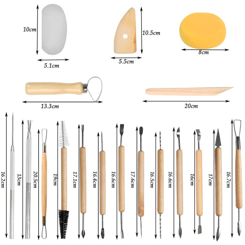 ATPWONZ 19 Pcs Pottery Tools Clay Sculpting Tool Set, Ceramic Clay Carving Tools Set for Beginners Expert Art Crafts Kid's After School Pottery Classes Club Children Students - Image 2