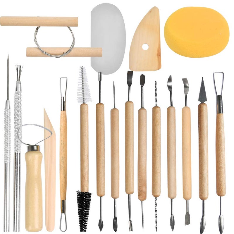 ATPWONZ 19 Pcs Pottery Tools Clay Sculpting Tool Set, Ceramic Clay Carving Tools Set for Beginners Expert Art Crafts Kid's After School Pottery Classes Club Children Students - Image 1