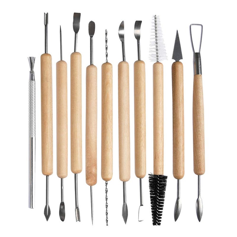 ATPWONZ 19 Pcs Pottery Tools Clay Sculpting Tool Set, Ceramic Clay Carving Tools Set for Beginners Expert Art Crafts Kid's After School Pottery Classes Club Children Students - Image 4