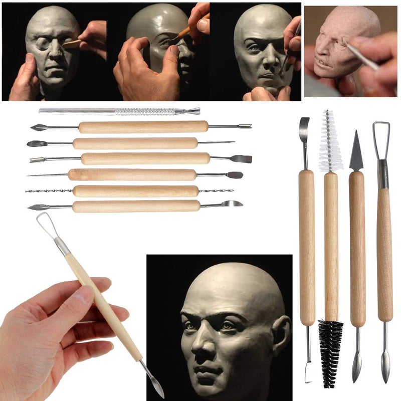 ATPWONZ 19 Pcs Pottery Tools Clay Sculpting Tool Set, Ceramic Clay Carving Tools Set for Beginners Expert Art Crafts Kid's After School Pottery Classes Club Children Students - Image 5