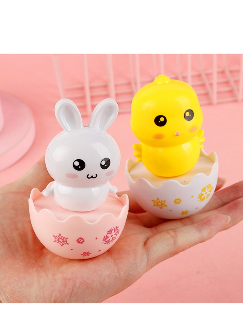 SYOSI ألعاب الكؤوس اللطيفة البطريق الأرنب الدجاجة بيضة دوارة ألعاب ناعمة نغمات جرس تصميم ملون هدايا عيد ميلاد للأطفال زينة حفلة 3 قطع - Image 2