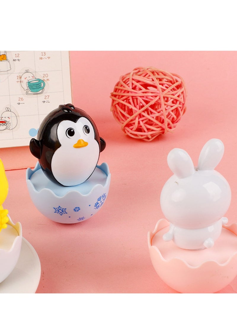 SYOSI ألعاب الكؤوس اللطيفة البطريق الأرنب الدجاجة بيضة دوارة ألعاب ناعمة نغمات جرس تصميم ملون هدايا عيد ميلاد للأطفال زينة حفلة 3 قطع - Image 5
