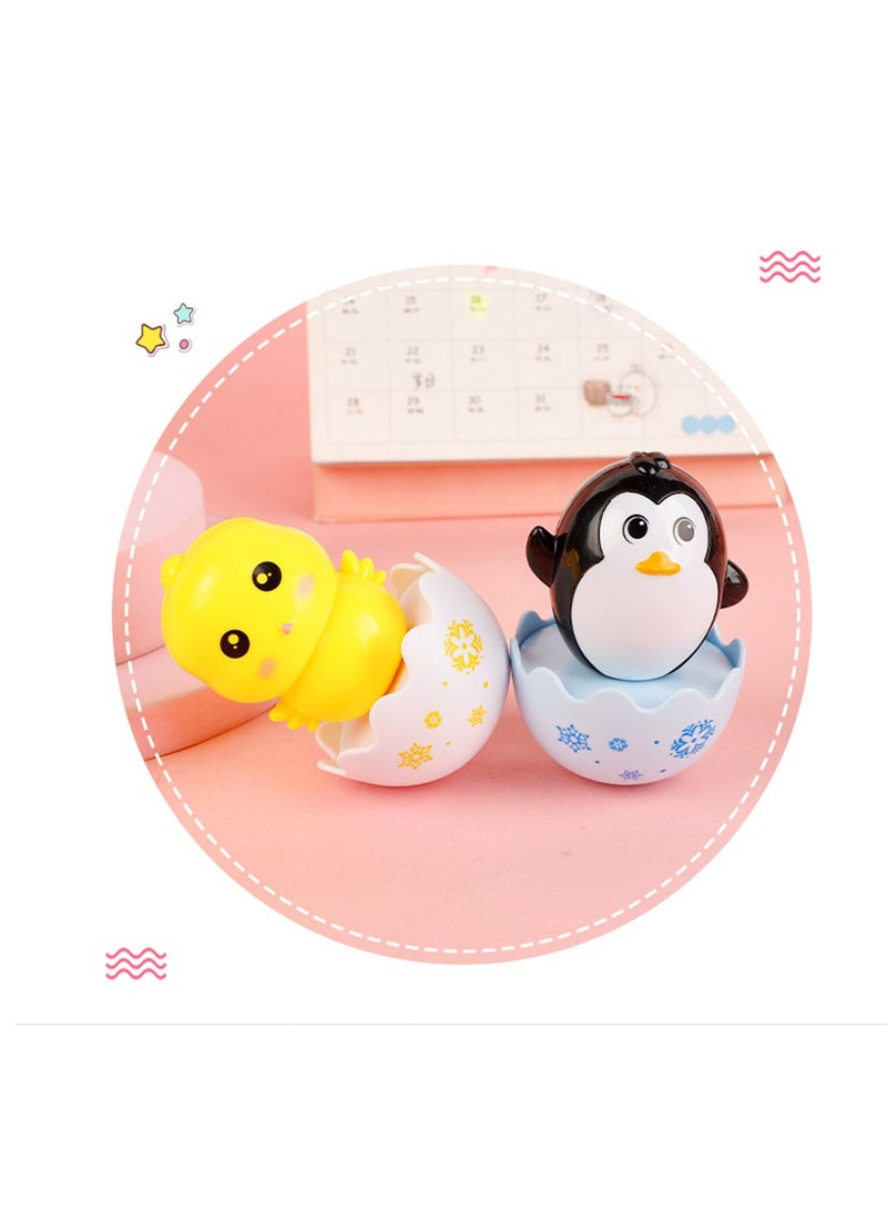 SYOSI ألعاب الكؤوس اللطيفة البطريق الأرنب الدجاجة بيضة دوارة ألعاب ناعمة نغمات جرس تصميم ملون هدايا عيد ميلاد للأطفال زينة حفلة 3 قطع - Image 3