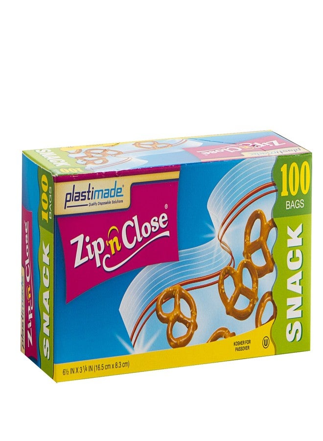 Plastimade Zip'n'Close Disposable Plastic Resealable Snack Bags, 100 Bags, Premium Seal, Great for Home, School, Office, Traveling, Snacks, Food Prep, Or Any Storage Needs (1 Packs) - Image 1