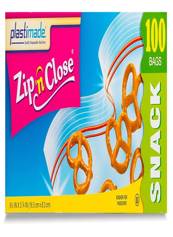 Plastimade Zip'n'Close Disposable Plastic Resealable Snack Bags, 100 Bags, Premium Seal, Great for Home, School, Office, Traveling, Snacks, Food Prep, Or Any Storage Needs (1 Packs) - Image 2