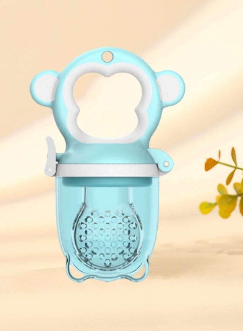 Baby Food Feeder Pacifier, Baby Fruit Feeder, 2in1 Silicone Nibbler Pacifier And Teether, Baby Teether For Chewing, , Infant Teething Toys, Training Massaging Toy Teether, Bpa Free Babies Teething Relief Toy( Blue) - Image 1