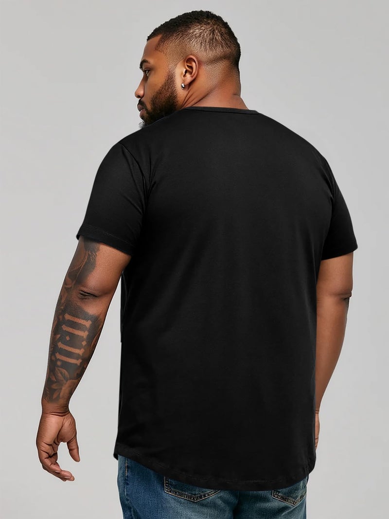 Runcati Mens Big and Tall Shirts Short Sleeve Crew Neck Casual T-Shirt Hipster Hip Hop Longline Tee Shirts Black - Image 4