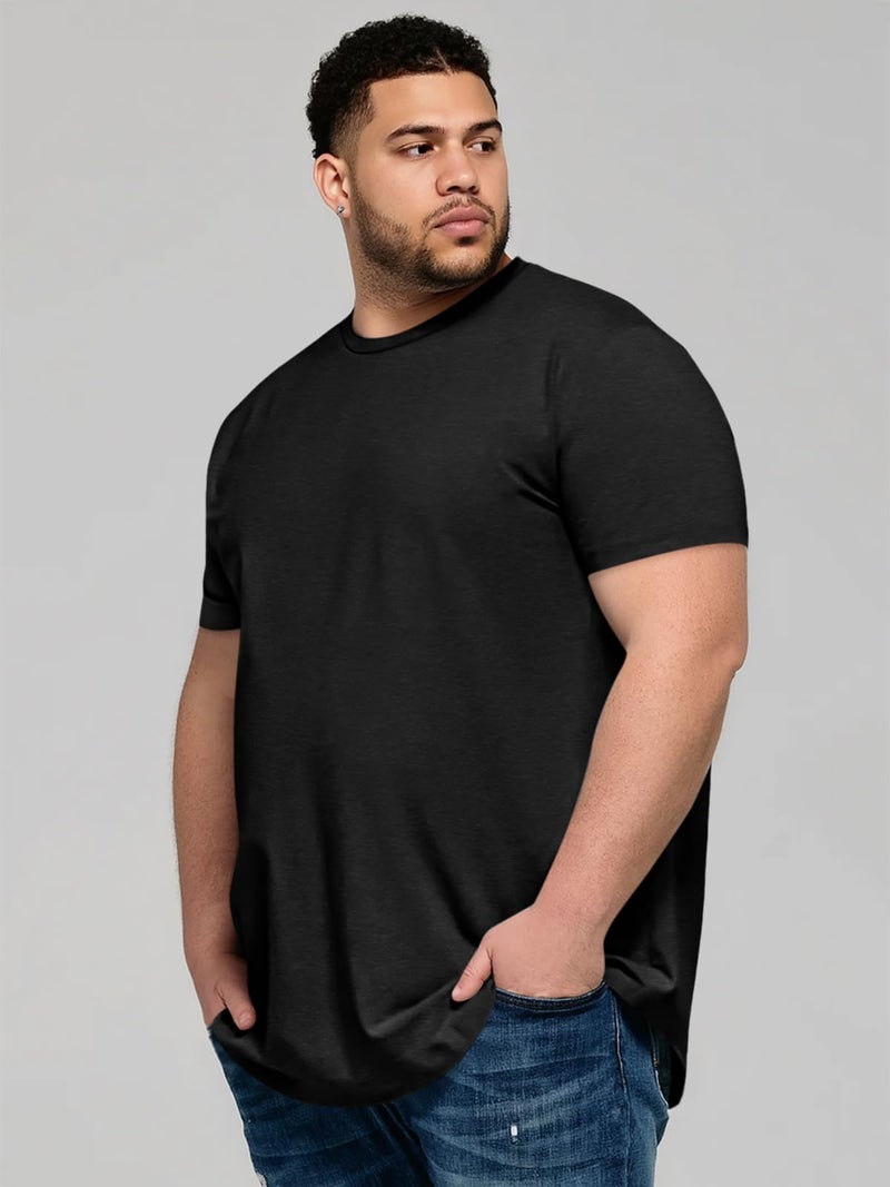 Runcati Mens Big and Tall Shirts Short Sleeve Crew Neck Casual T-Shirt Hipster Hip Hop Longline Tee Shirts Black - Image 3