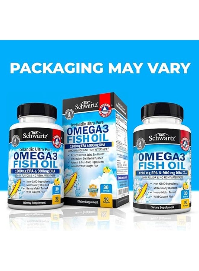 BioSchwartz, Omega 3 Fish Oil, Lemon Flavor, 1200 mg EPA & 900 mg DHA, 90 Softgels - Image 2