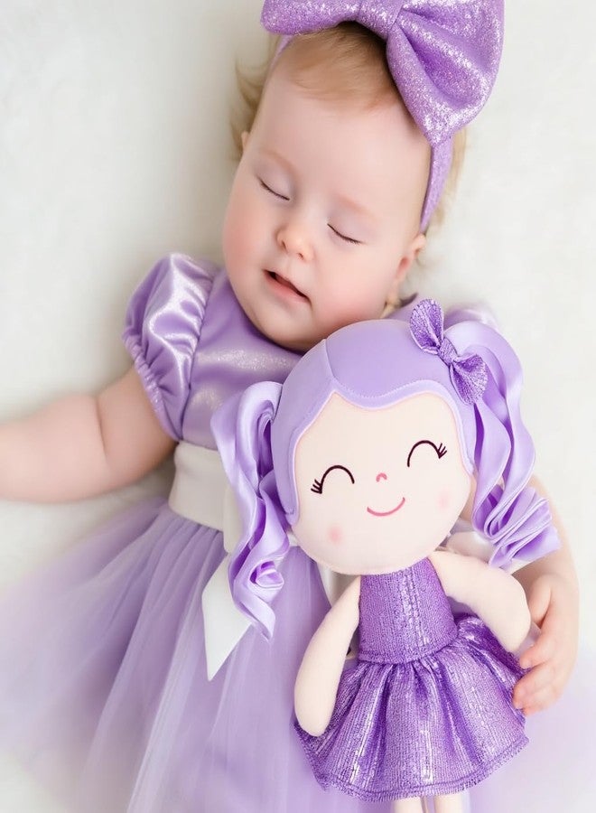 Gloveleya Baby Dolls Soft Snuggly Doll First Baby Girl Gifts Plush Doll with Sparkling Dress Purple 12inches Pearlescent Series - Image 2