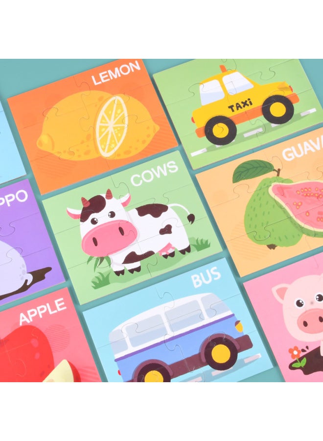 Children's Block Word Puzzle 0.8 Cognitive Building Blocks Children's Enlightenment Early Education English Word Cognitive Spelling Toys-Color:Fruit - Image 4