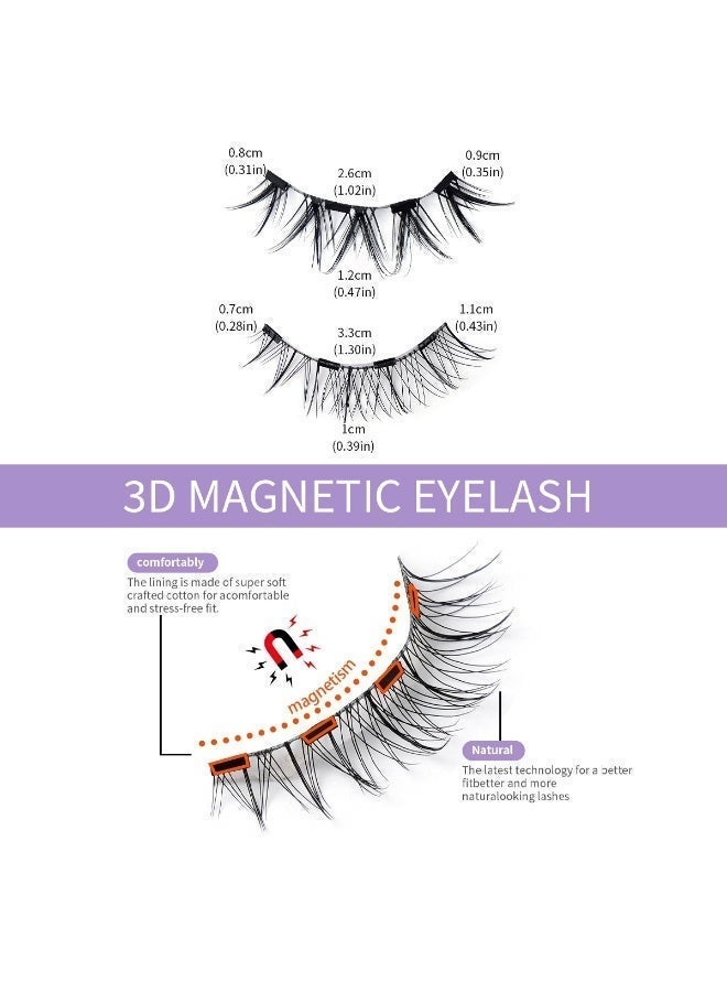 Magnetic False Eyelashes, With Eyelash Curler, No Glue Required, Natural And Realistic 3D Effect, Waterproof False Eyelash Set, Reusable (2 pairs) - view 5