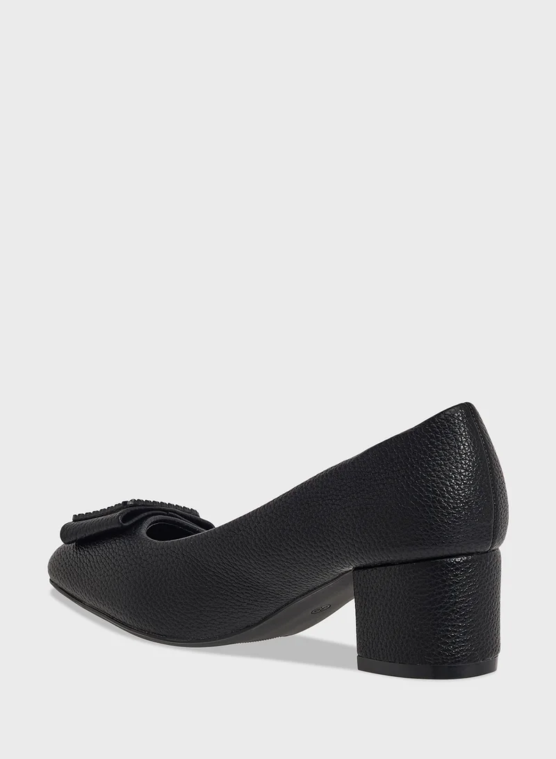 Pink Step Low Block Heeled Pump