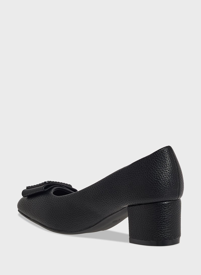 Pink Step Low Block Heeled Pump - Image 3