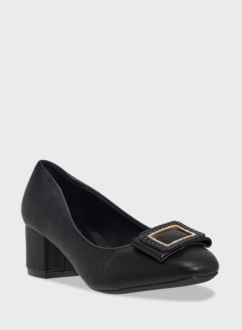 Pink Step Low Block Heeled Pump