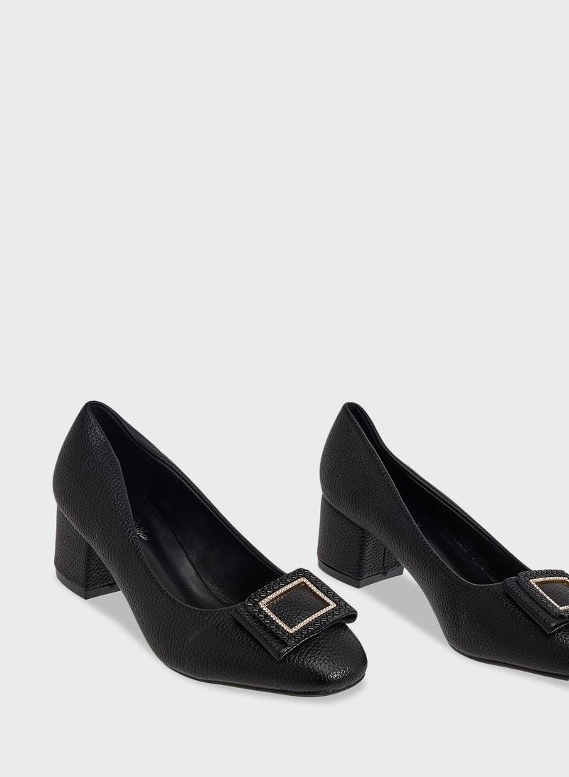 Pink Step Low Block Heeled Pump - Image 4