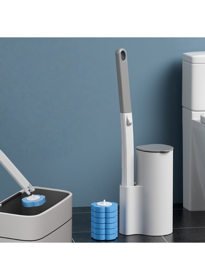 Disposable Plastic Toilet Brush with Wall-mounted, Throwaway Replacement Heads for Thorough, Convenient Cleaning - Image 1