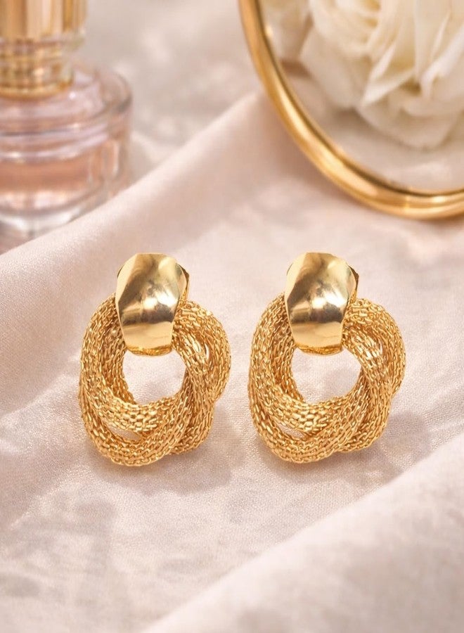 AMAAL Korean Gold Stud Earrings set for Women & Girls Ladies Accessories Golden Earings Statement, Stylish Ear Rings Jewellery for Woman Wedding Valentine Gift for Girlfriend couple -271 - Image 4