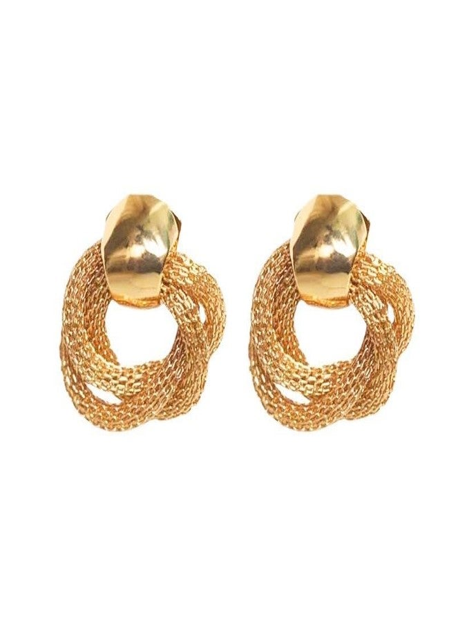 AMAAL Korean Gold Stud Earrings set for Women & Girls Ladies Accessories Golden Earings Statement, Stylish Ear Rings Jewellery for Woman Wedding Valentine Gift for Girlfriend couple -271 - Image 1