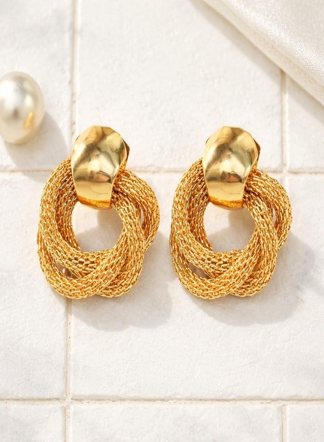 AMAAL Korean Gold Stud Earrings set for Women & Girls Ladies Accessories Golden Earings Statement, Stylish Ear Rings Jewellery for Woman Wedding Valentine Gift for Girlfriend couple -271 - Image 5