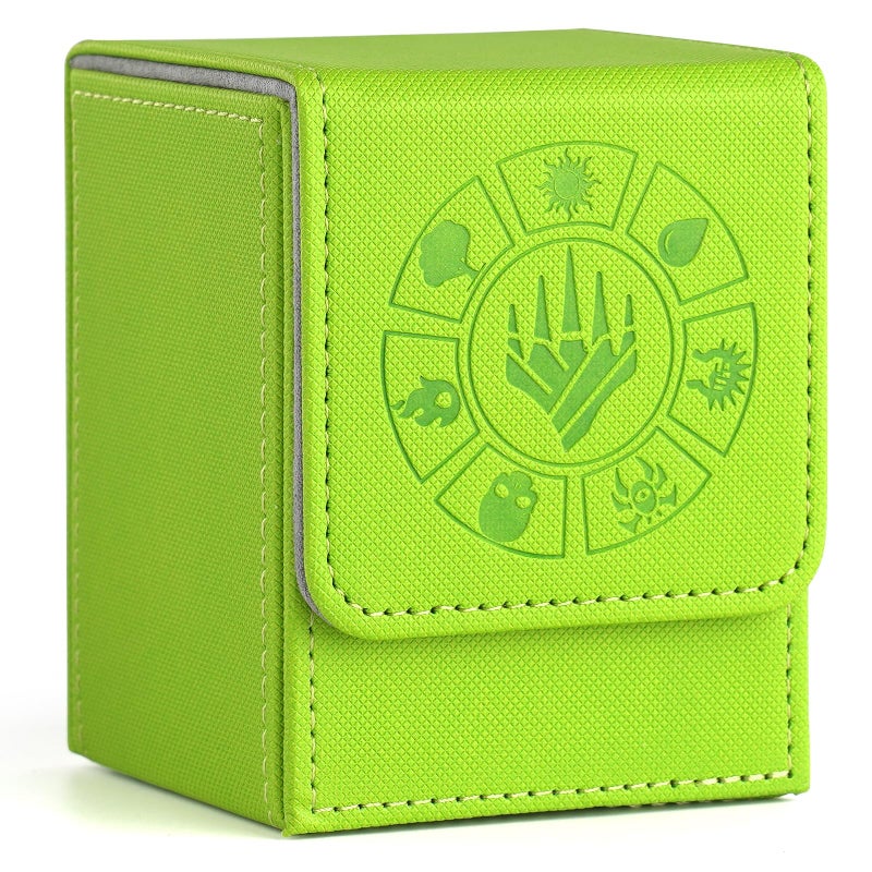 Arkeiliy Card Deck Box, 110+ Storage MTG Deck Box with 50 Pcs Card Sleeve, Collectible Trading Card Cases for Magic Commander and More (Grass) - Image 1