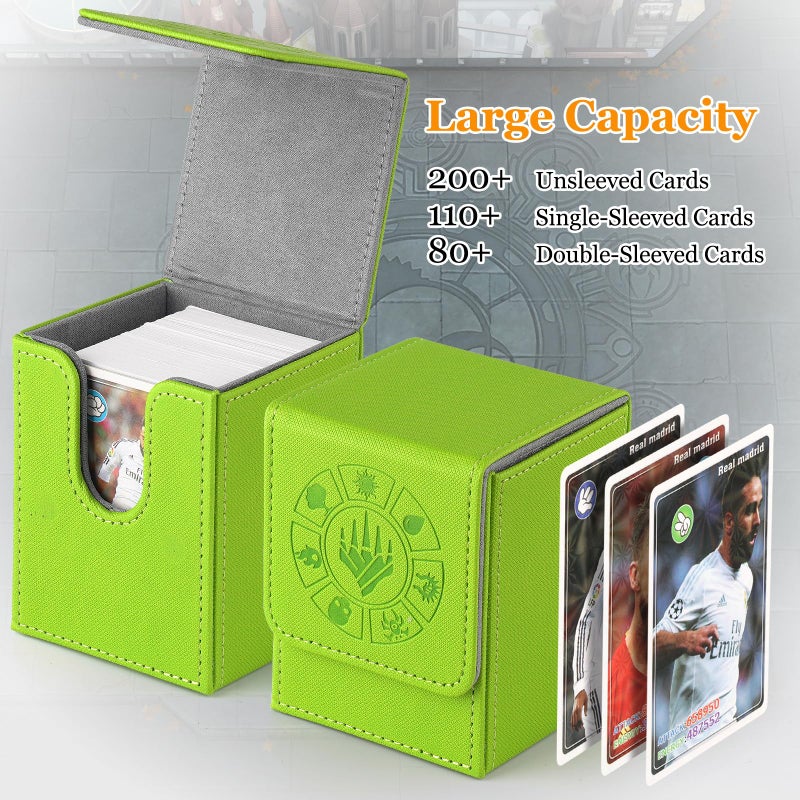 Arkeiliy Card Deck Box, 110+ Storage MTG Deck Box with 50 Pcs Card Sleeve, Collectible Trading Card Cases for Magic Commander and More (Grass) - Image 2