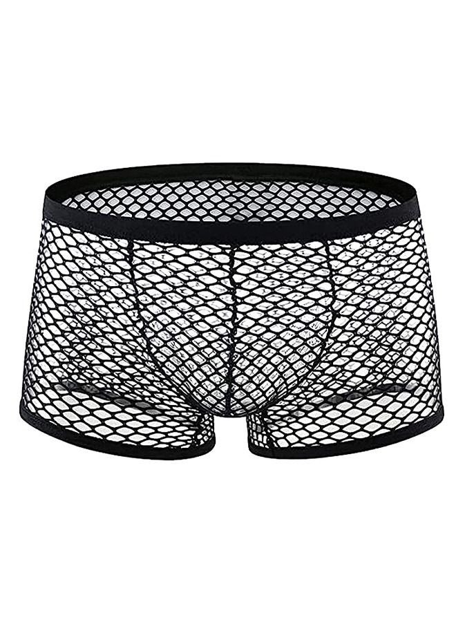 1 Pcs Men's Underwear See-through Fishnet Boxer Briefs Mesh Trunks Boxer Briefs for Men See Through Mesh Enhancing Pouch Underwear Cool Design Breathable Hot Mesh Underwear - Image 1