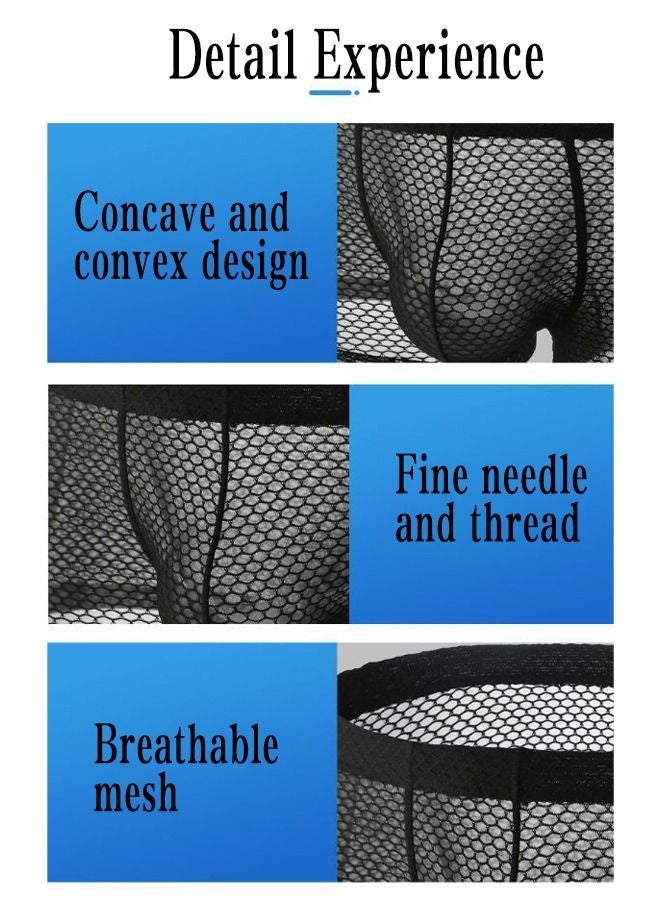 1 Pcs Men's Underwear See-through Fishnet Boxer Briefs Mesh Trunks Boxer Briefs for Men See Through Mesh Enhancing Pouch Underwear Cool Design Breathable Hot Mesh Underwear - Image 3