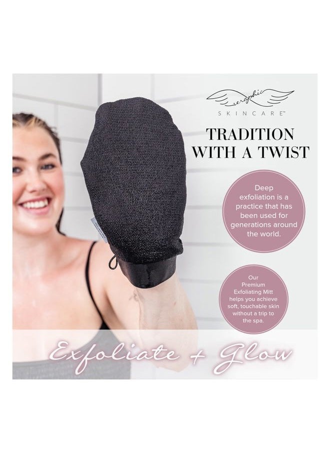 Seraphic Skincare - Seraphic Skincare (Original) Premium Exfoliating Mitt for Body (2pc) – 100% Vegan Viscose Traditional Body Scrub Glove Kessa Korean Washcloth – Body Exfoliator for Self-Tan Removal & Keratosis Pilaris - Image 1