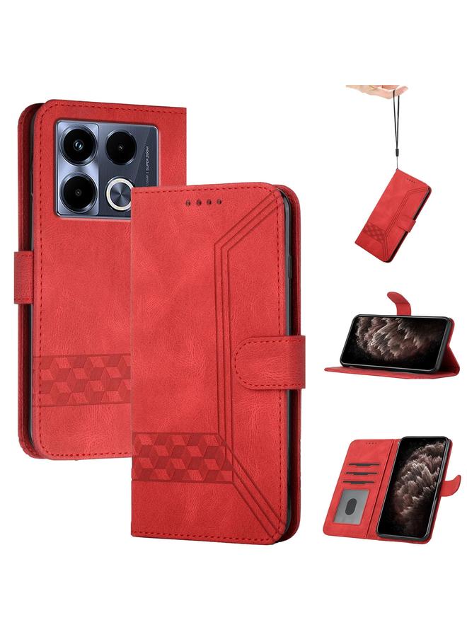 Zaboon Case For Infinix Note 40 4G Cubic Skin Feel Flip Leather Phone Case - Image 1