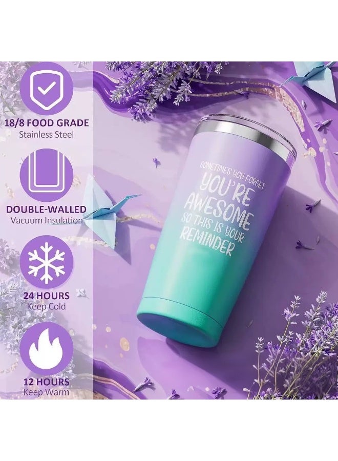 JAYATO Relaxing Spa Treatment Package of Gift Items for Ladies, Women, Girls - Birthday Celebration Creative Festival Gift - 20OZ Tumbler Caffee Cup with Handmade Soap, 40Z Scented Candle, Bath Bomb, Flower Scented Soap, Bath Salt, Slid Headband, Gift Card an d Gift Box, Purple - Image 3