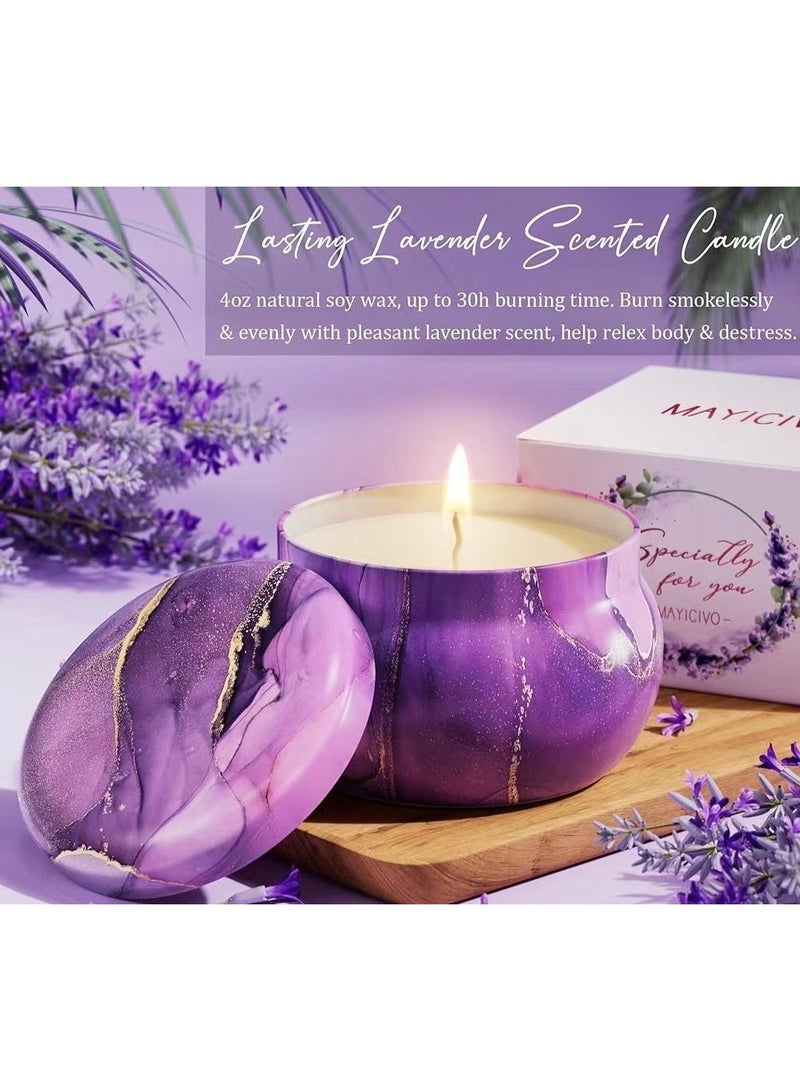 JAYATO Relaxing Spa Treatment Package of Gift Items for Ladies, Women, Girls - Birthday Celebration Creative Festival Gift - 20OZ Tumbler Caffee Cup with Handmade Soap, 40Z Scented Candle, Bath Bomb, Flower Scented Soap, Bath Salt, Slid Headband, Gift Card an d Gift Box, Purple - Image 4